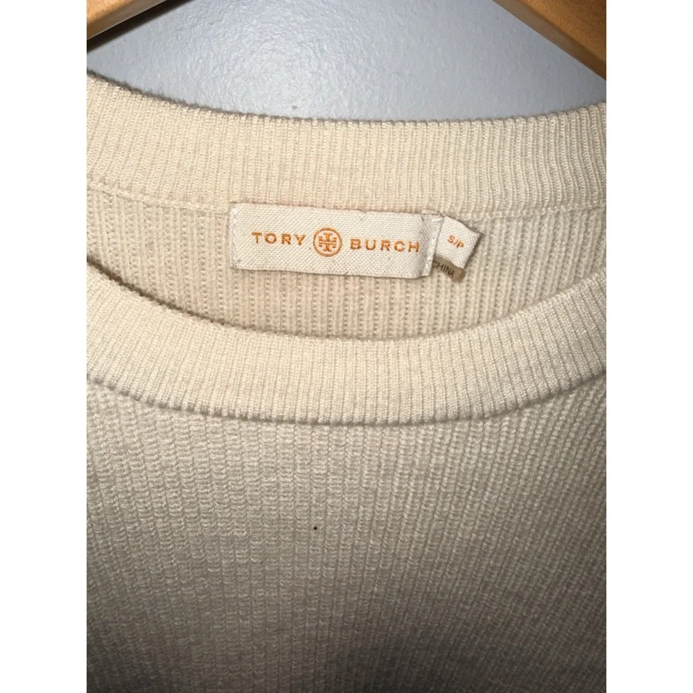Tory Burch Ashley Ruffled Bell Sleeves Pullover Knit‎ Sweater Wool Ivory Small D